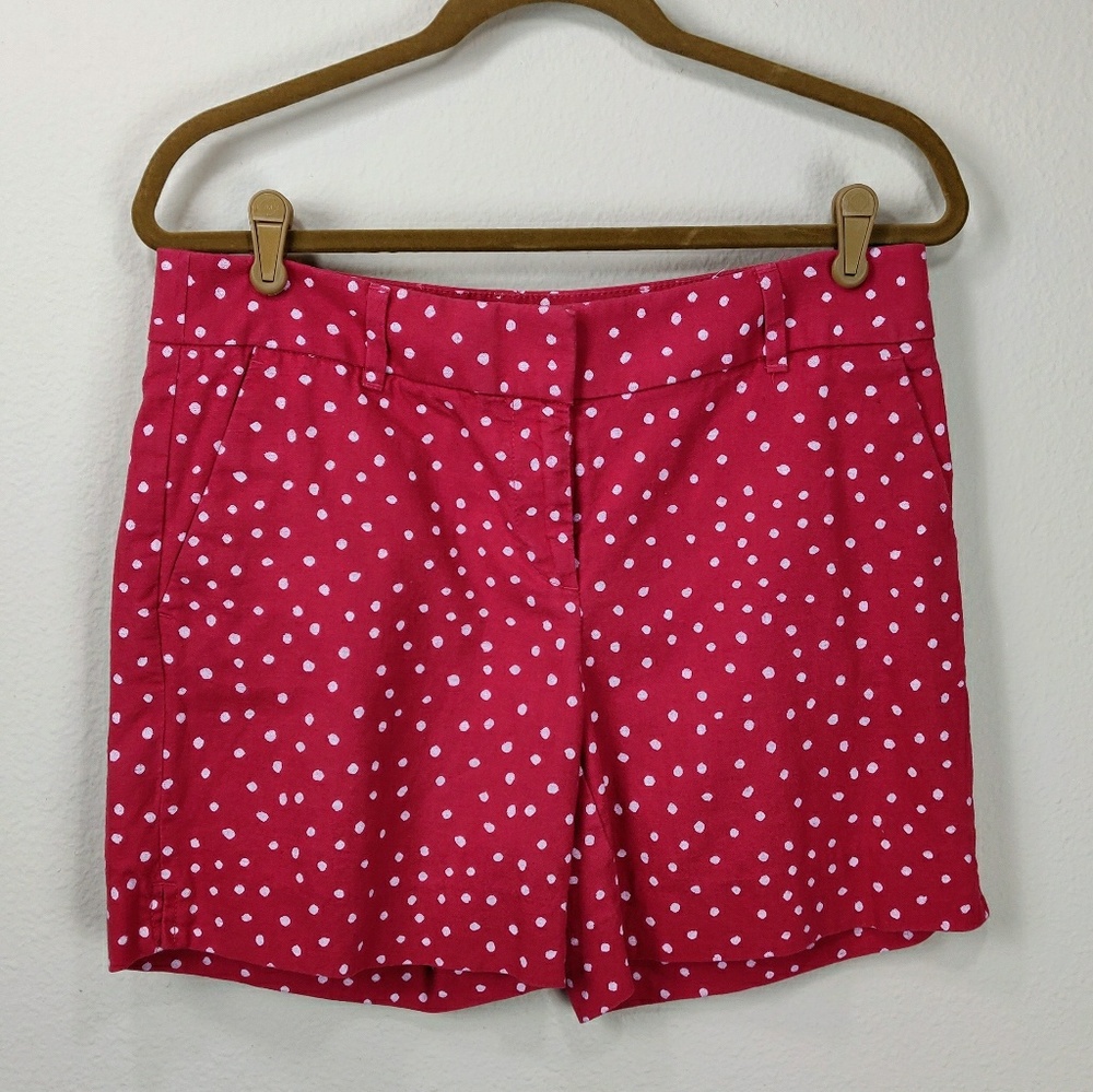 Ann Taylor Pink White Polkadot Linen Shorts